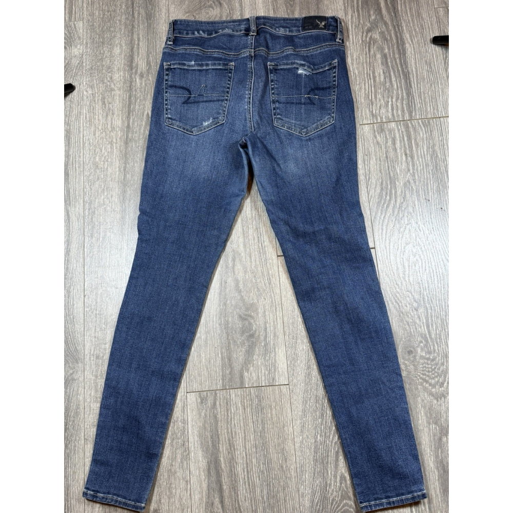American Eagle Super Stretch Denim Jeans Women's Size 8 Regular Distressed - Picture 7 of 9